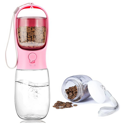 2 in 1 Portable Pet Water Bottle with Food Container