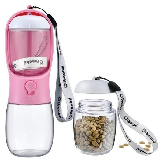2 in 1 Portable Pet Water Bottle with Food Container